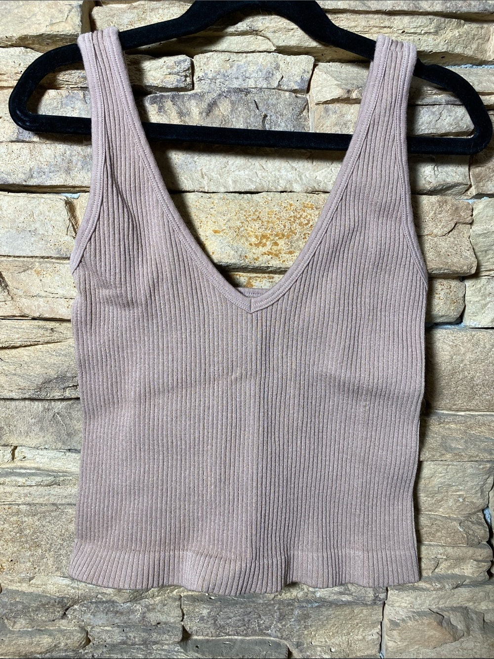 Intimately Free People Tan/Camel Ribbed V-Neck Brami Tank Top XS/S